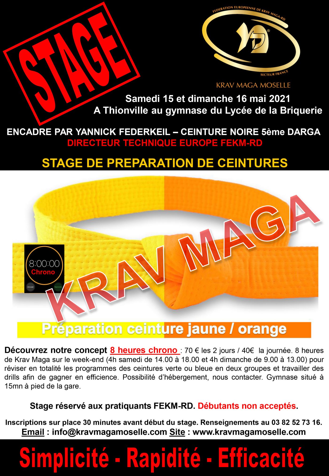 Préparation ceintures jaune et orange