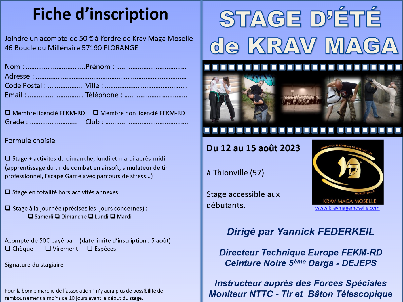 Stage d'été de Krav Maga 2023