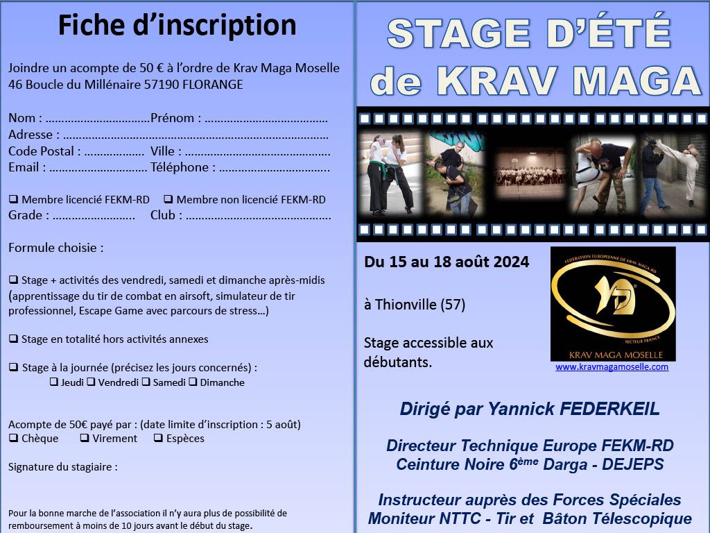 Stage d'été de Krav Maga 2024